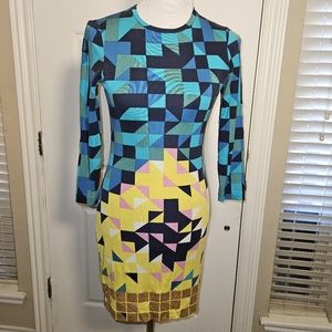 Tory Burch color block silk dress size XSMALL